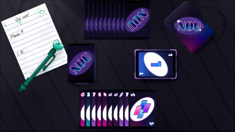 a neo/space themed nou set, with custom cards and custom table